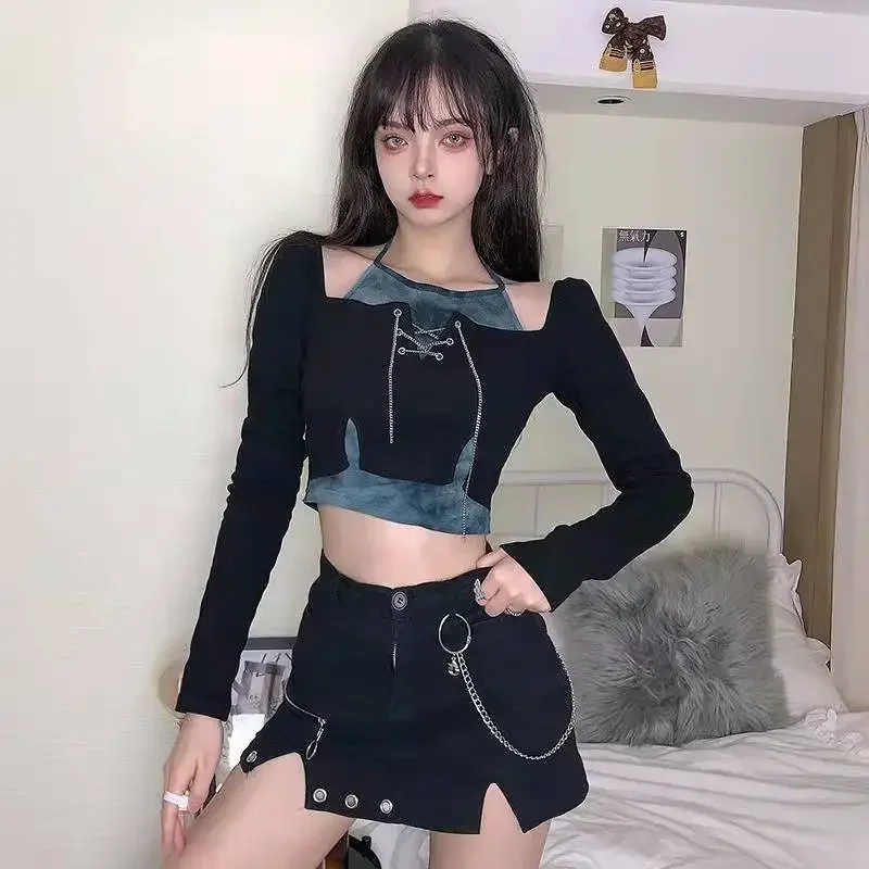 Kpop Korean Singer Concert Fashion Streetwear Dancer Outfits Tie Dye Halter Crop Tops Hip Hop Hot Girl Dancewear Stage Costume