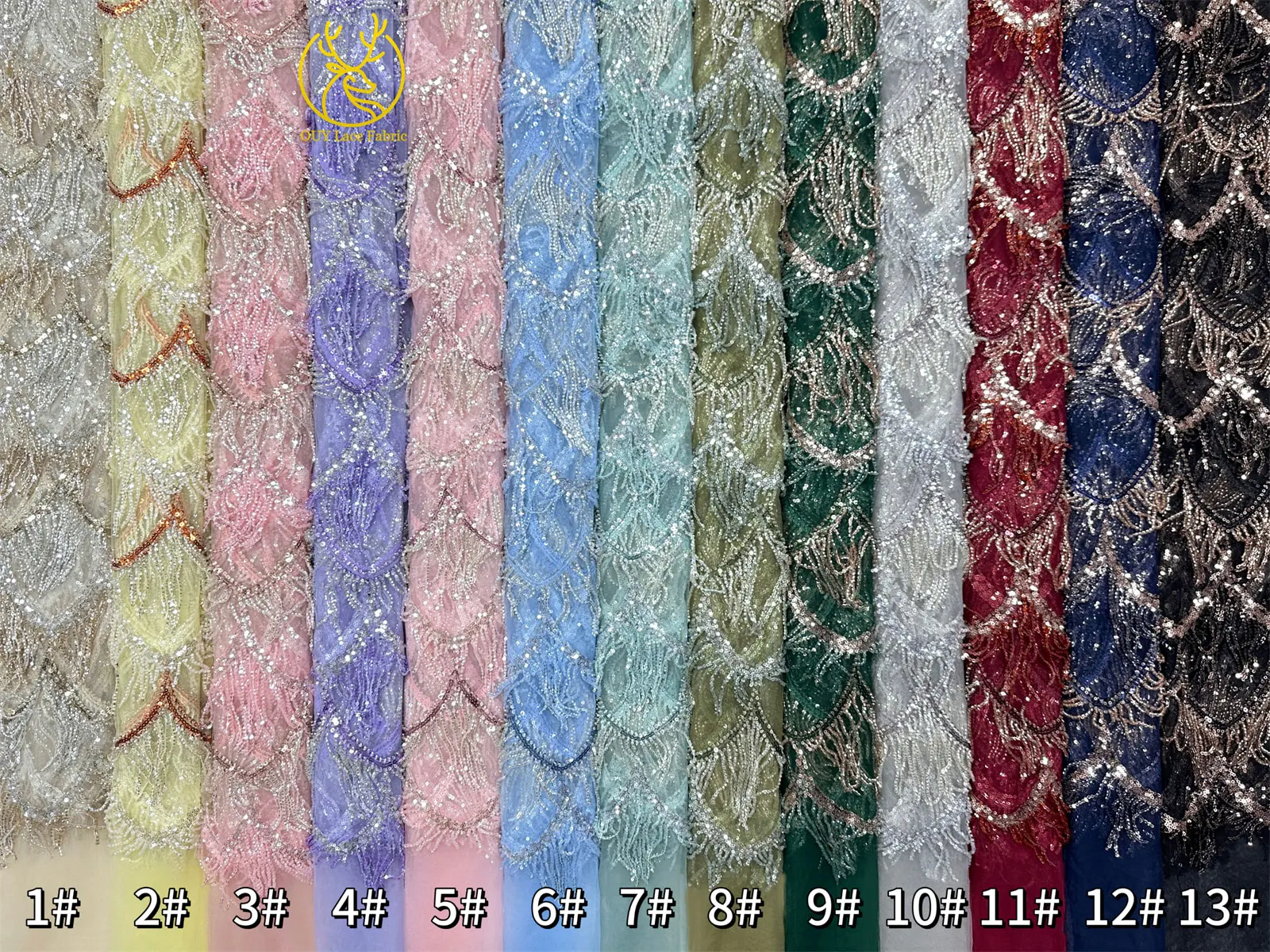 Hochwertiger nigerianischer 3D-Hängeperlen-Spitzenstoff, 5 Yards, hochwertiger französischer afrikanischer Pailletten-Spitzenstoff für Mädchen-Abendpartys – Detail 3