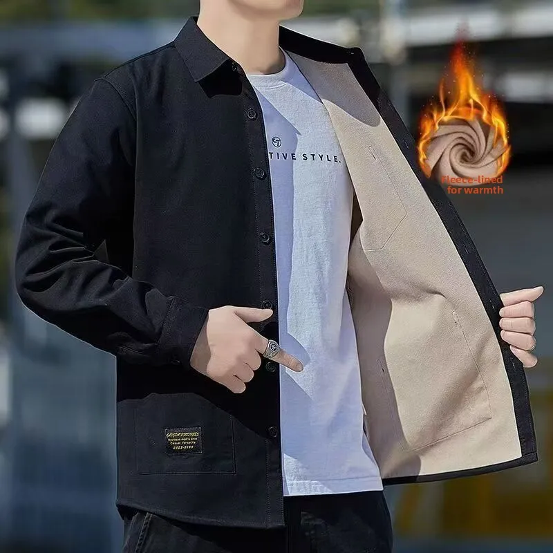 

New Men's Loose Casual Shirt Versatile Autumn Fashion Outerwear Standard Fit Long Sleeve High Elasticity Classic Collar Unisex