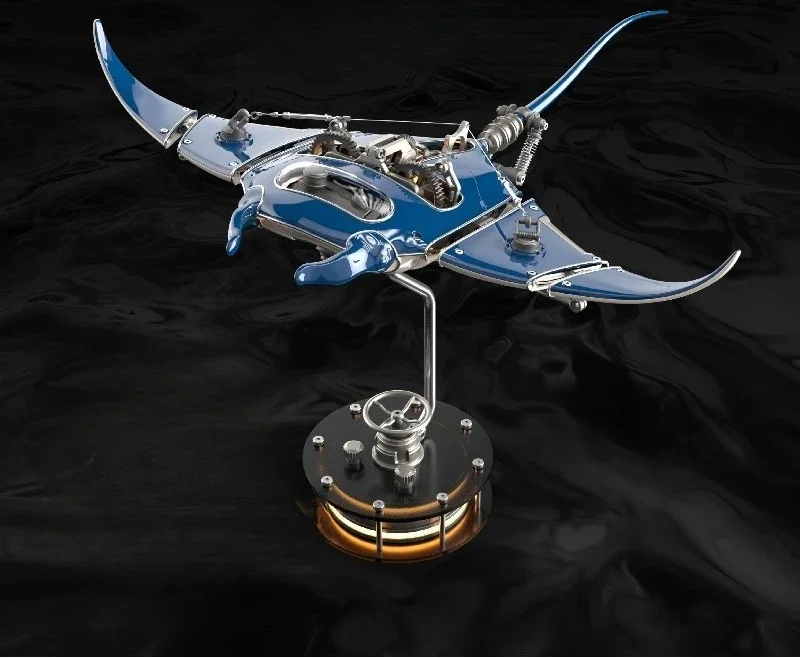 Mechanical devil fish, pure metal assembly, electric drive charging, art ornament