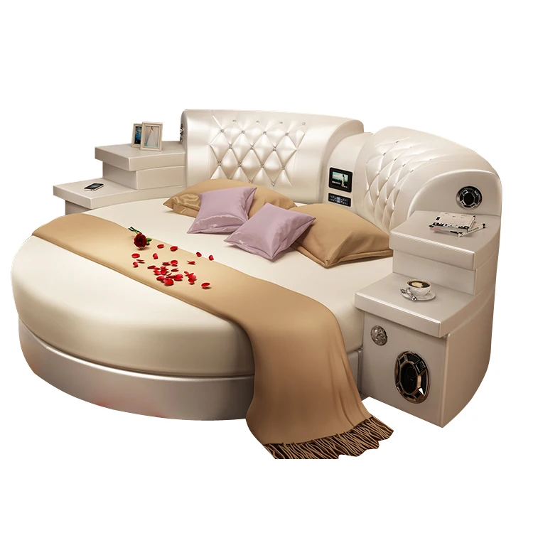 

CBMmart Round Shape Hotel Home Furniture Romance Design Bed with Music for Couples