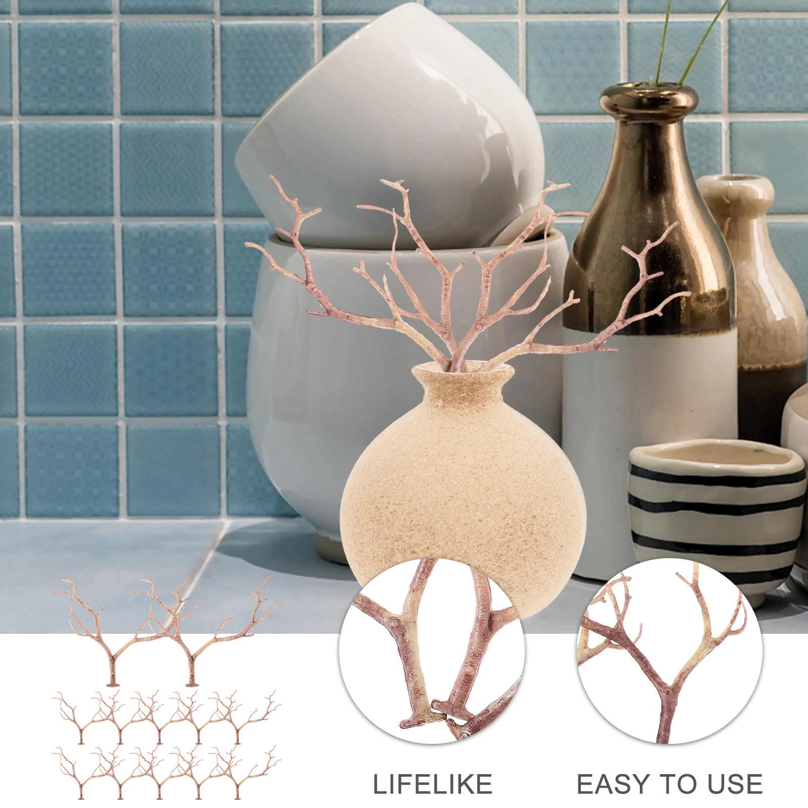 

12 Pcs Mini Simulated Antler Jewelry Baby Home Decor Birch Plastic Foliage Fake