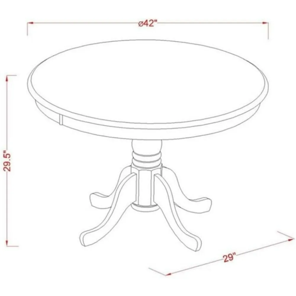 5-Piece Dining Set with Round Pedestal Table and Four Coffee Linen Chairs
