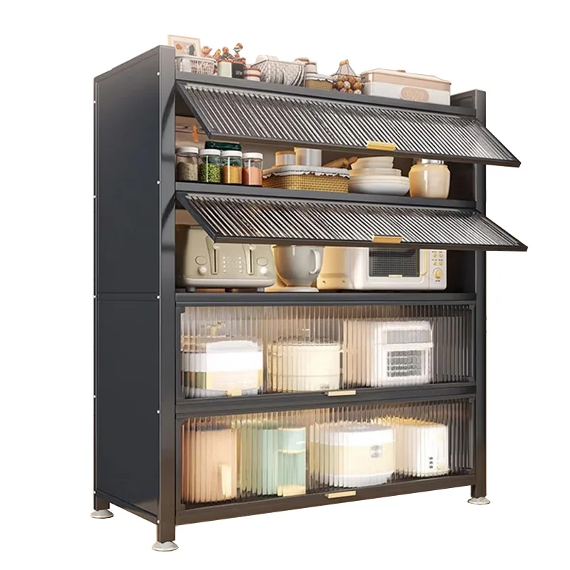 خزانة تخزين فولاذية مقاومة للغبار، منظم مطبخ مقاوم للماء ومقاوم للزيت، تصميم موفر للمساحة للمنزل