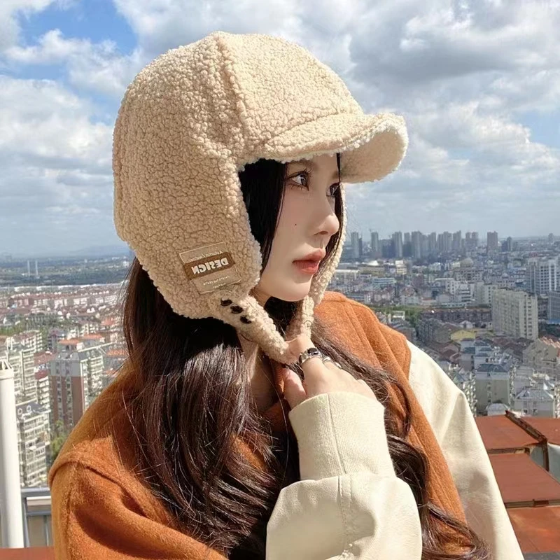 Outdoor Riding Warm Bomber Hats for Men and Women Autumn and Winter Piled Thickened Korean Version Casual Ear Protection Cap