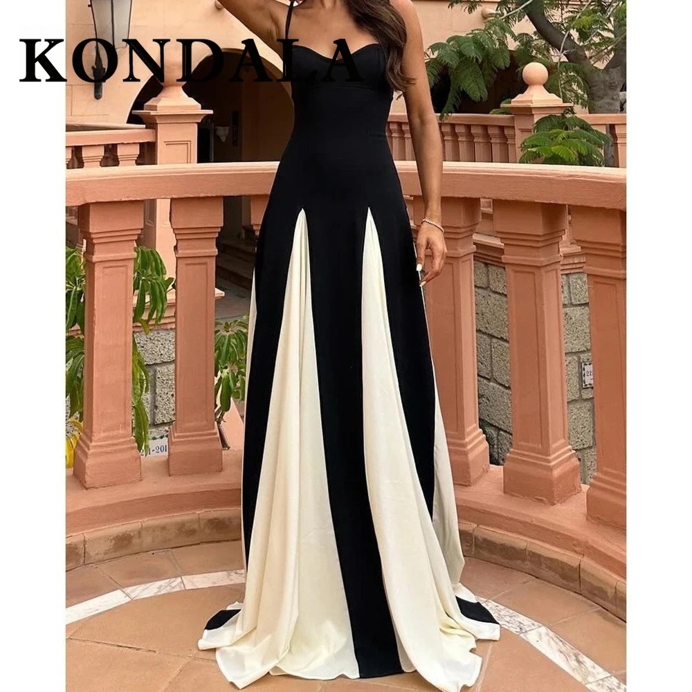 KONDALA Chic Elegante Abito da Sera da Donna Senza Maniche Patchwork Cami Dress Moda 2025 Pavimento-Lunghezza Mujer Compleanno Abiti