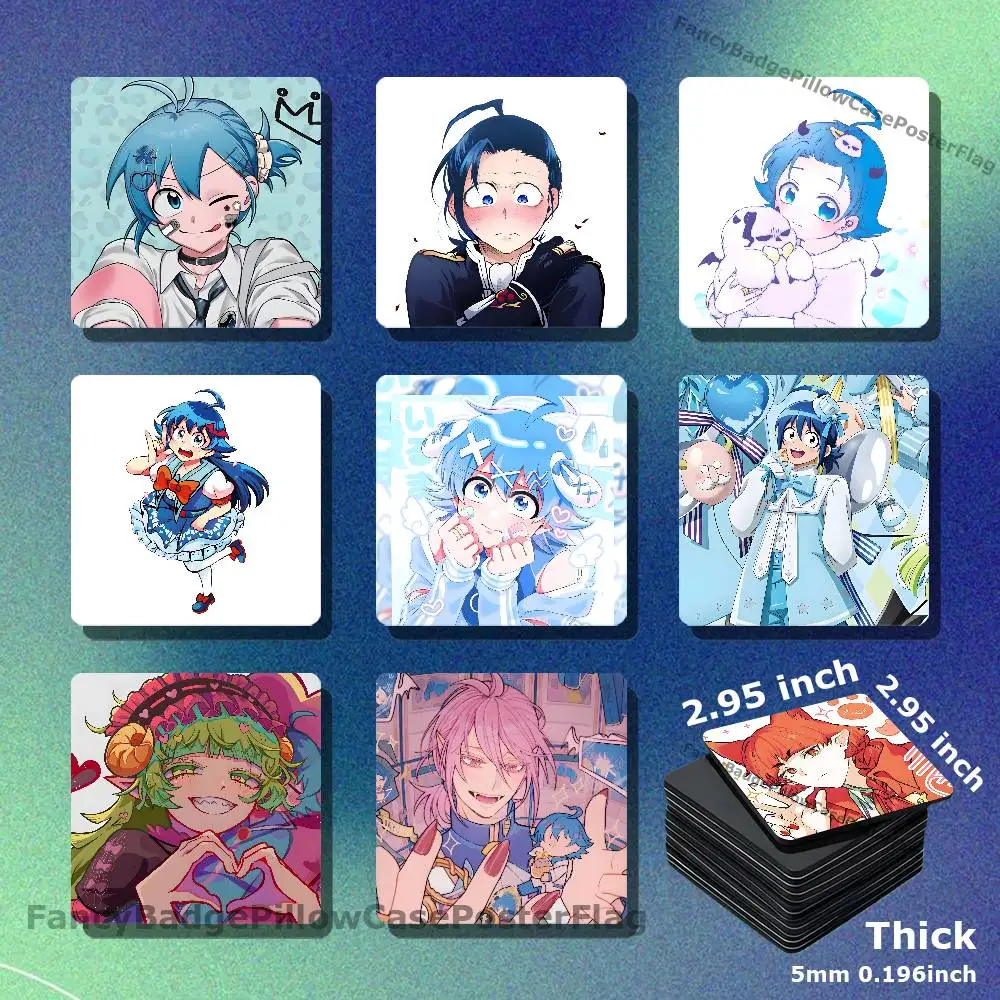 I-Iruma Kun Suzuki Acrylic Refrigerator Magnets Square Tiles with Magnetic Sheets for Home Decoration
