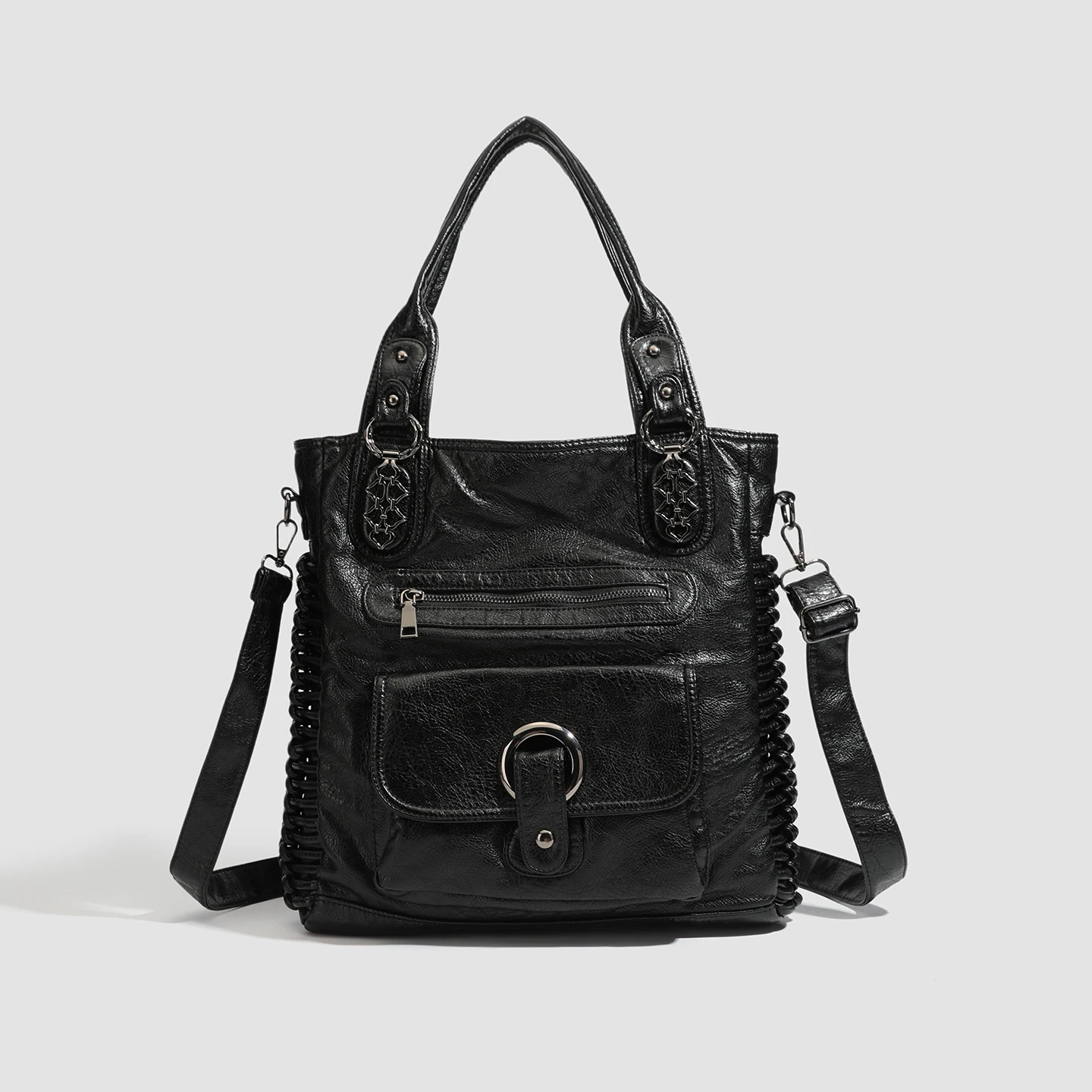 

2025 женская модная новая сумка-тоут в стиле панк Y2K, ретро, большая вместительная мотоциклетная сумка из искусственной кожи на одно плечо, диагональная сумка