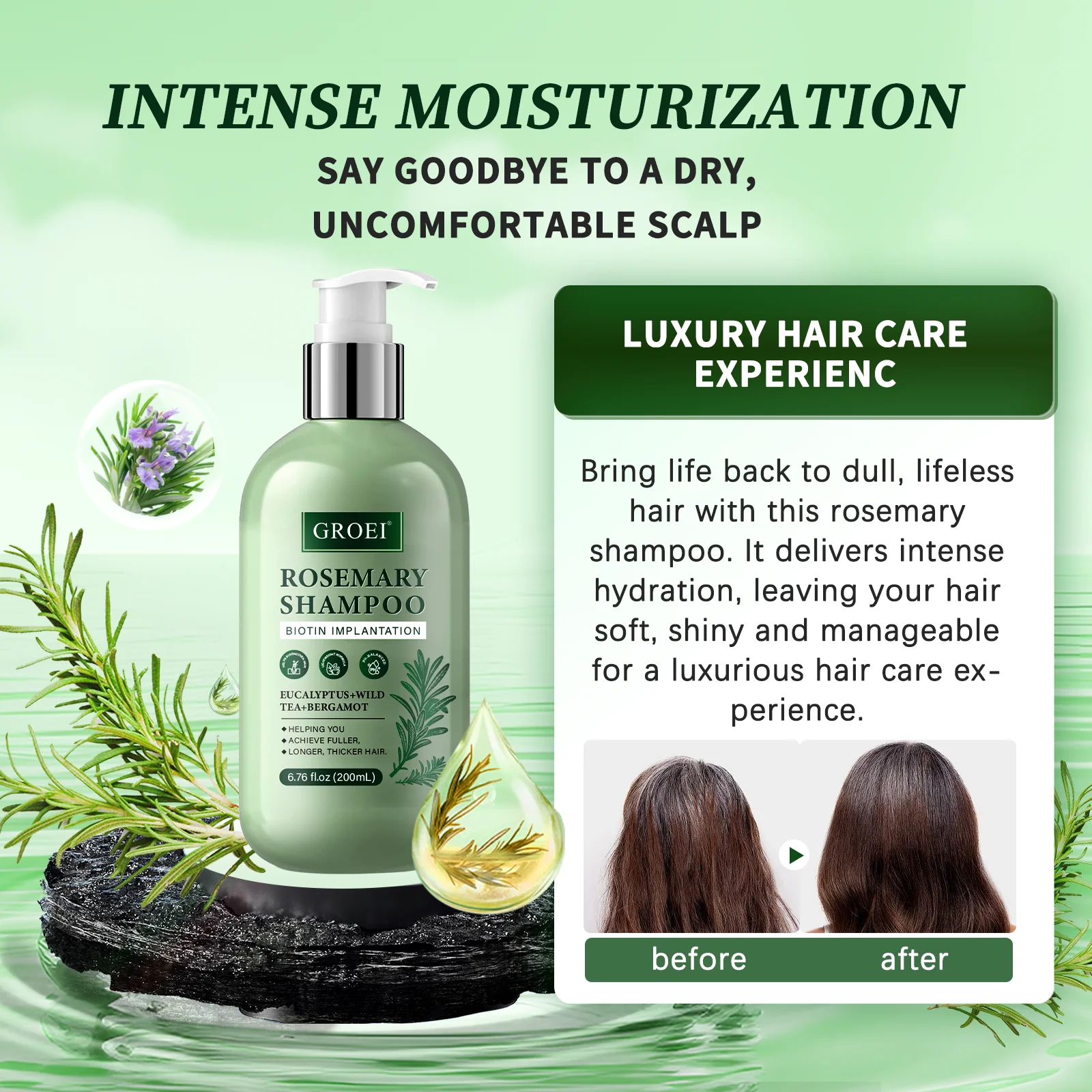 Rapid Hair Regrowth Shampoo Spray 200ml - 7-Day Anti-Hair Loss Treatment, Promotes Thicker, Healthier Hair for Women.