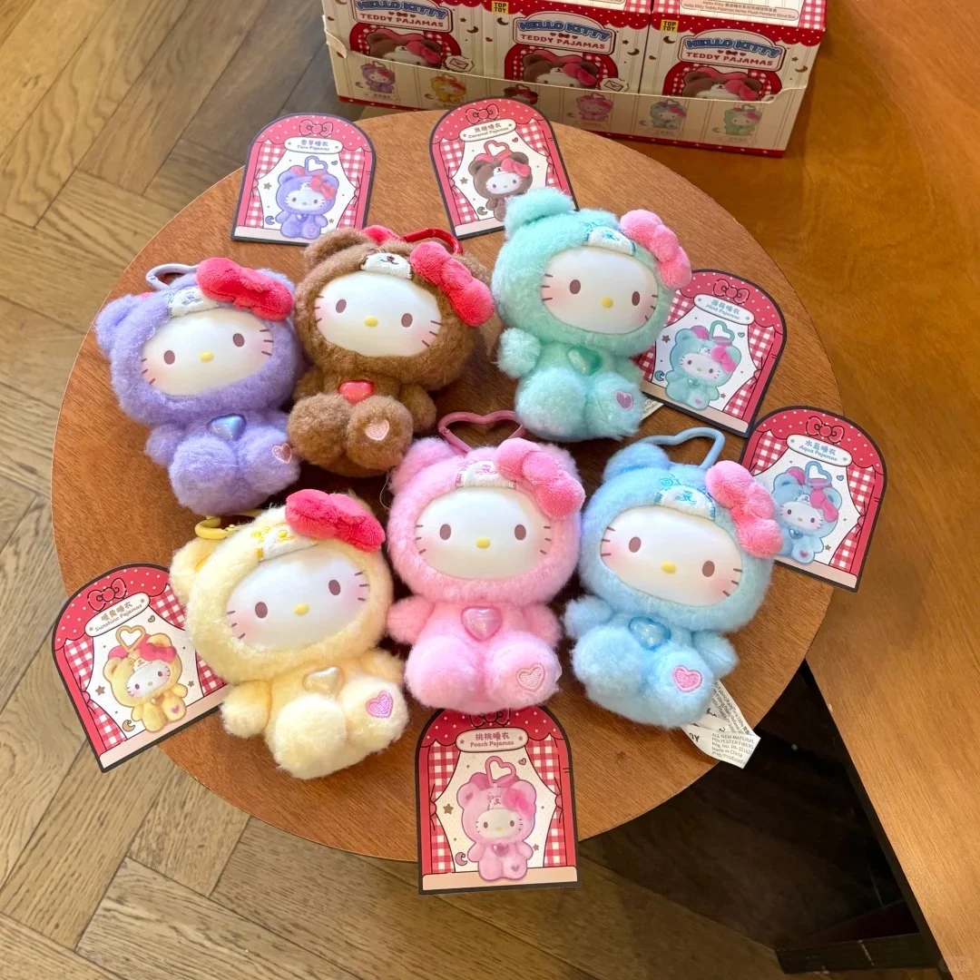 

HelloKitty Teddy Pajamas Series Blind Box Kawaii Kitty Vinyl Doll Mystery Box Cute Action Figures Pendant Keychain Surprise Bag