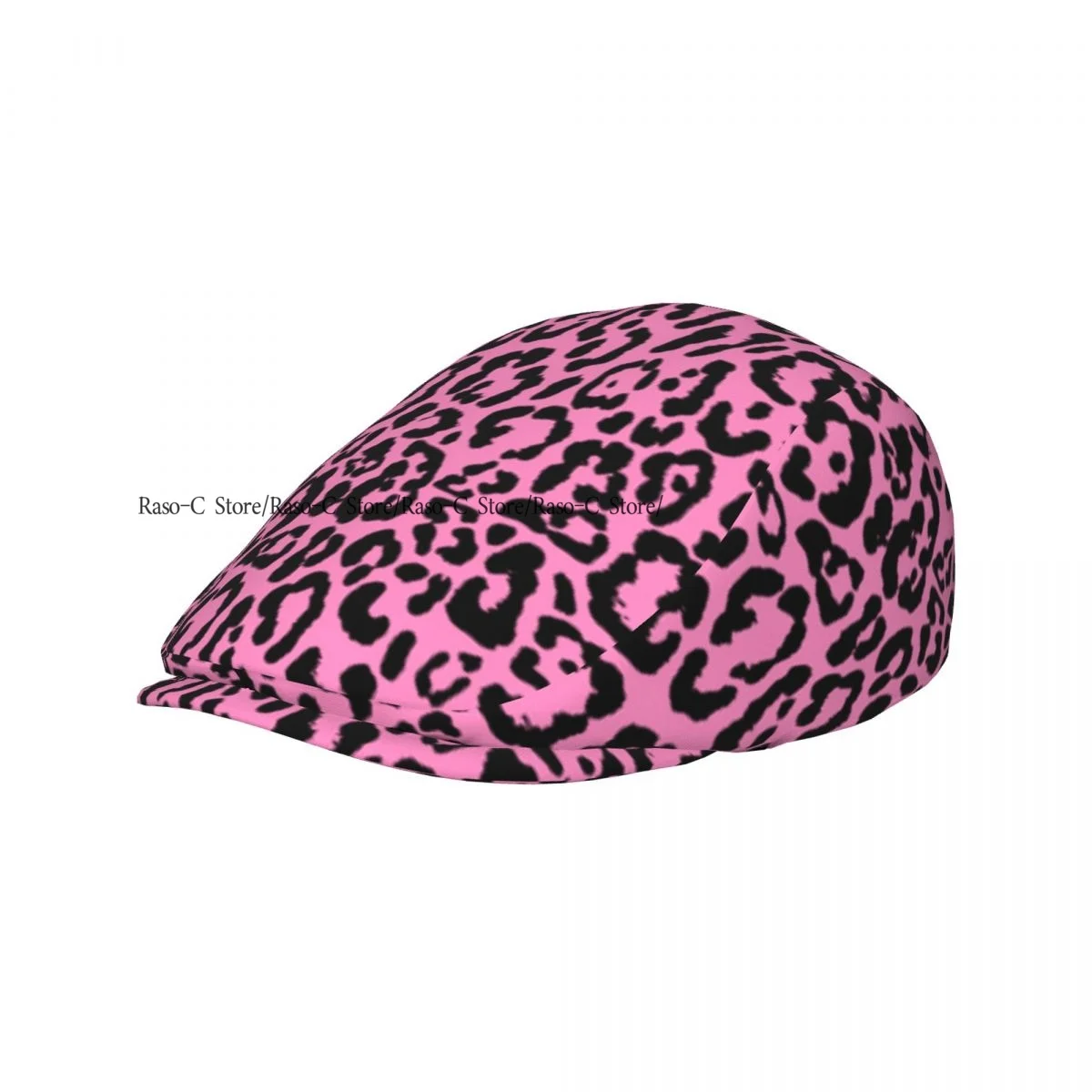 Unisex Adult Forward Peaked Cap Pink Leopard Background Newsboy Flat Cap Casual Streetwear Ivy Driving Hat