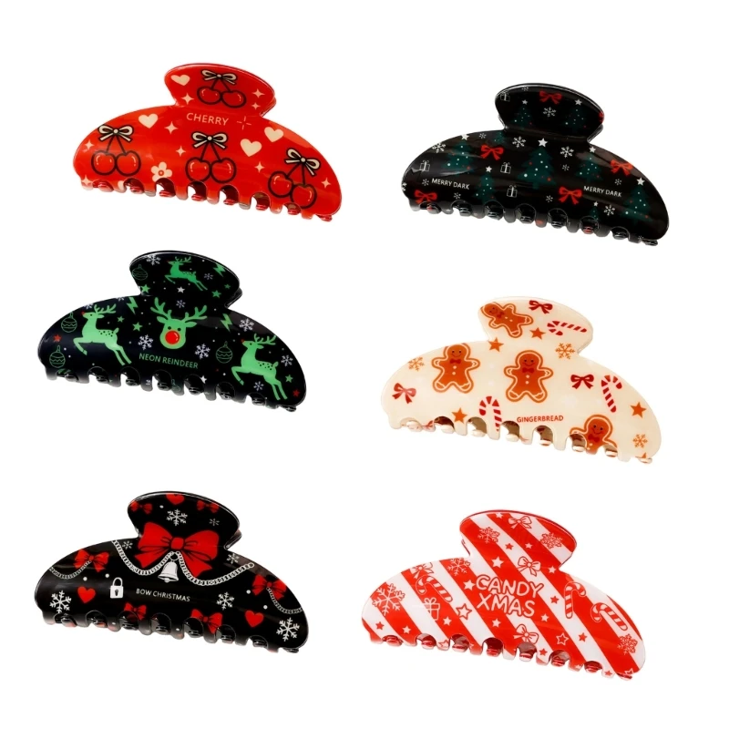 39BD PVC Christmas Hair Claw Clip, Holiday Jaw Clip with Secure Teeth for Party Styling and Everyday Hair Hold Clip