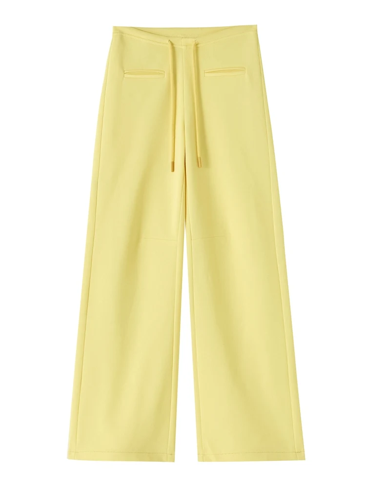 バナナイエロー レディース スウェットパンツ 夏新作 エアコットン アイスシルク マイクロフレアパンツ ハイウエスト ドレープ フロア丈...