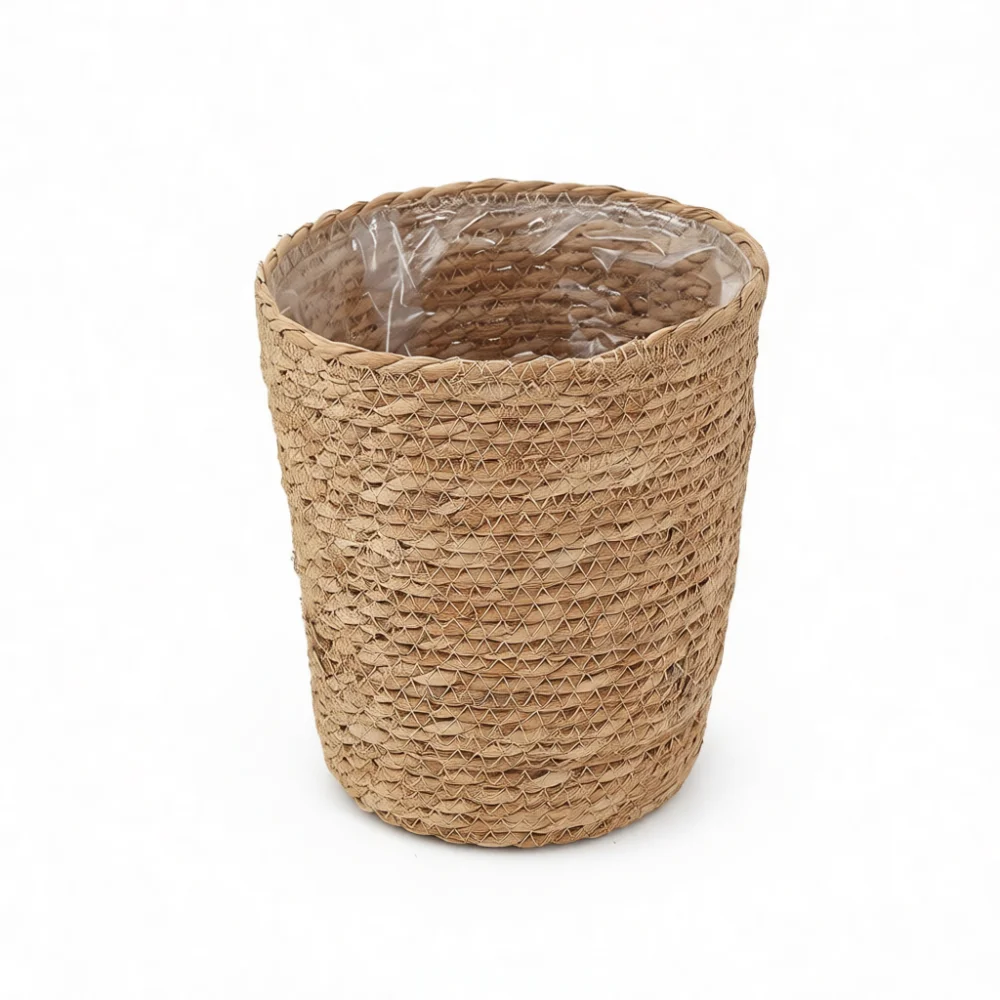 Natural Grass Woven Plant Pot Cover Aesthetic Decorative Flower Basket Nordic Style Handmade Container For Home Office Decor