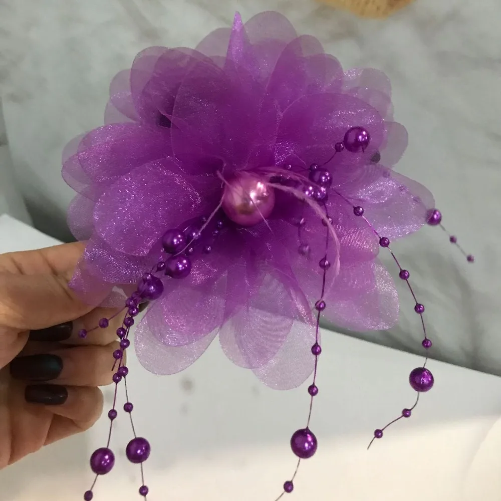 Fashion Peony Flower Grasping Clip Sequin Tassel Hair Claw Plastic Shark Clip Girl