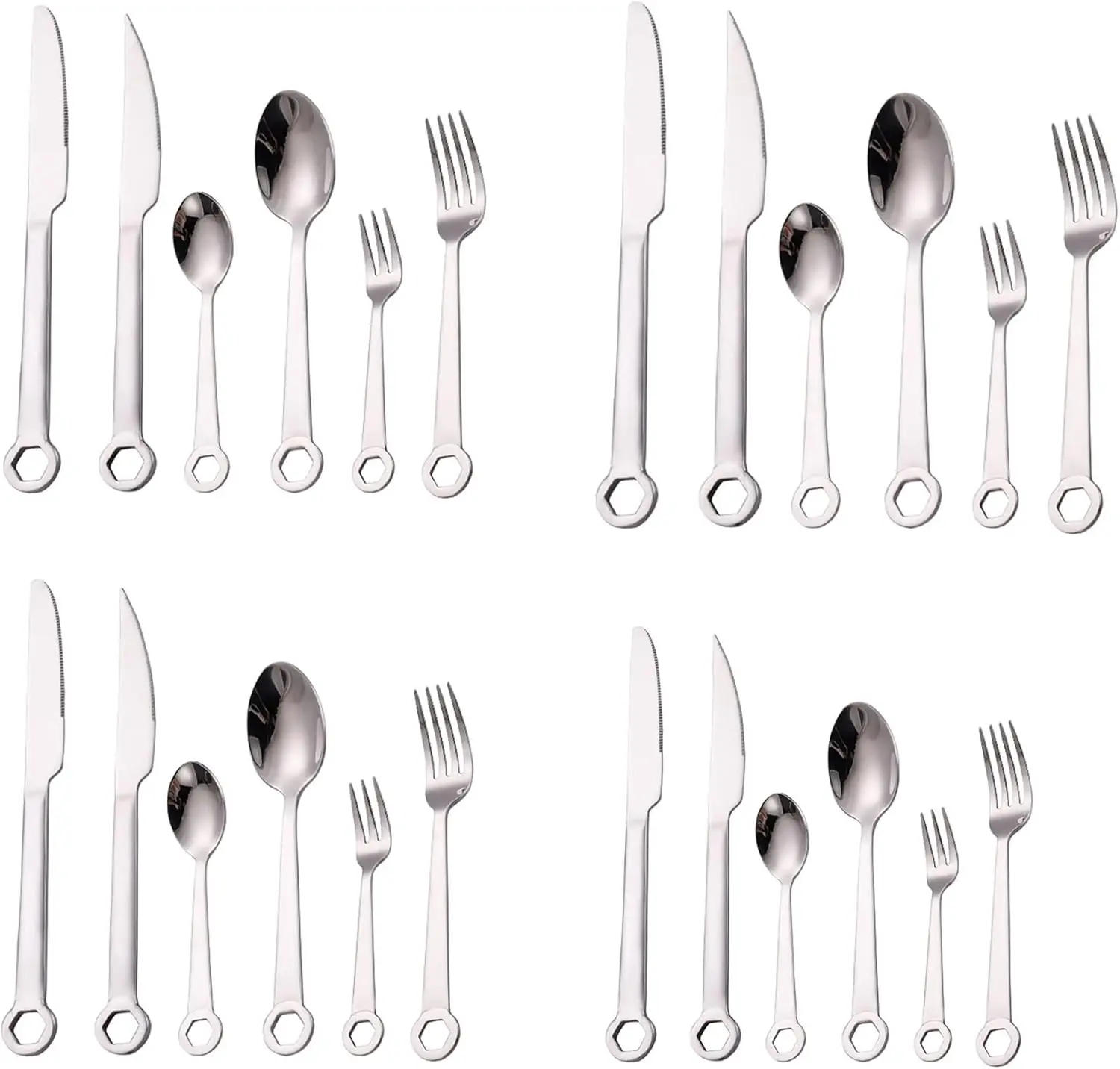 

Набор столовых приборов с гаечным ключом из нержавеющей стали на 4 шт., столовые приборы, которые можно мыть в посудомоечной машине с подарочной коробкой