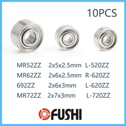 10Pcs 2mm ID MR52ZZ MR62ZZ 692ZZ MR72ZZ Deep Groove Ball Bearing Double Shield Good Quality L-520ZZ R-620ZZ L-620ZZ L-720ZZ