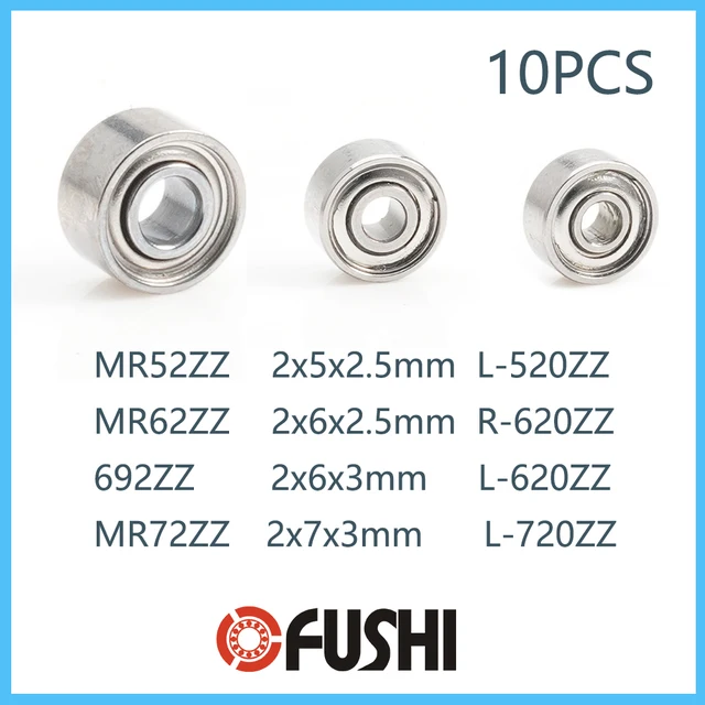 10 sztuk 2mm ID MR52ZZ MR62ZZ 692ZZ MR72ZZ łożysko kulkowe zwykłe podwójna tarcza dobrej jakości L-520ZZ R-620ZZ L-620ZZ L-720ZZ