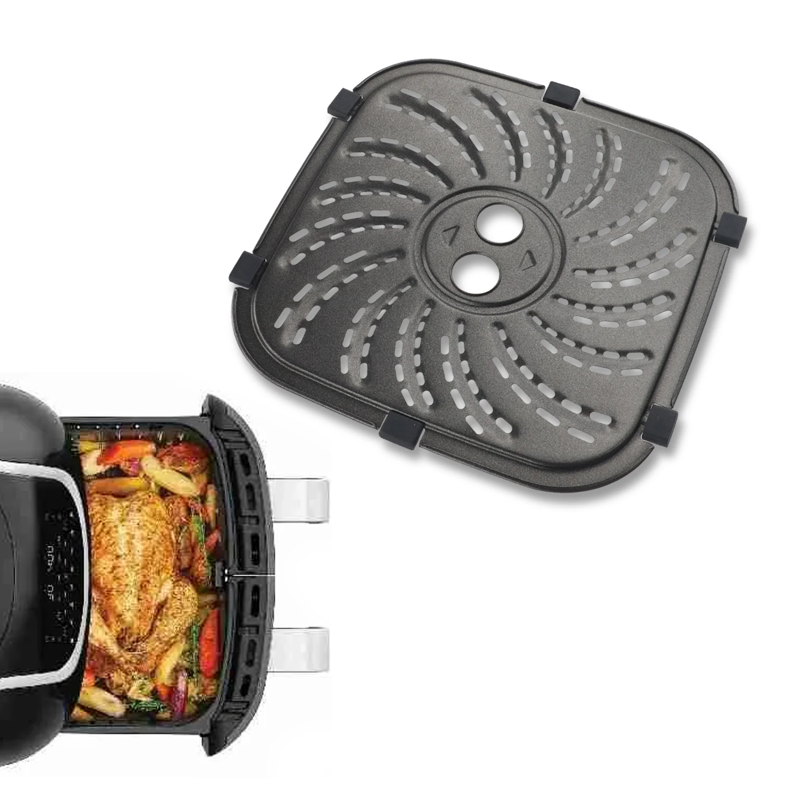 1PC 8QT Air Fryer Grill Plate Replacement Grill Pan Oven Baking Tool For PowerXL For Vortex Pro Air Fryer Plus With Tabs