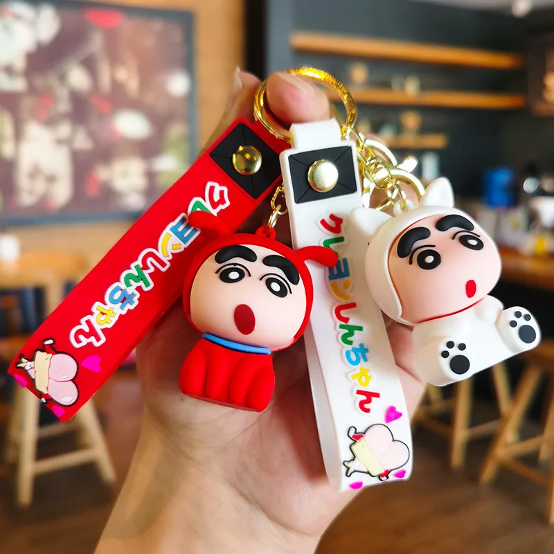 LLavero de dibujos animados Crayon Shin-chan, mochila de Anime, decoración de bolso, llavero colgante de silicona, llavero de coche de moda, modelo de juguete, regalo para niños