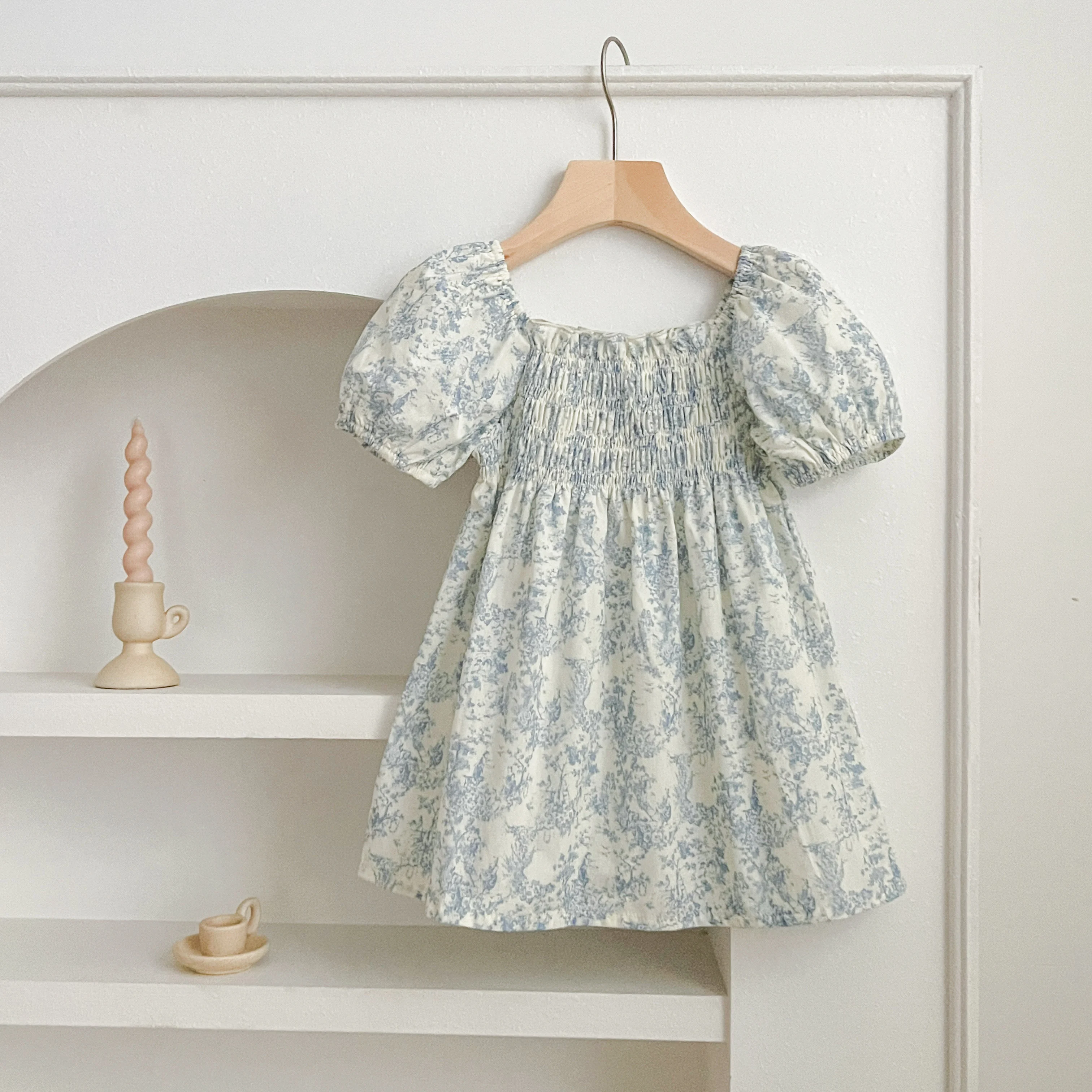 Sommer Schwester Kleid Infant Neugeborenes Baby Mädchen Kleidung Schwester Weibliche Baby Kleine Gebrochene Blaue Blume Kurzarm Strampler Kleidung ﻿ – Detail 7