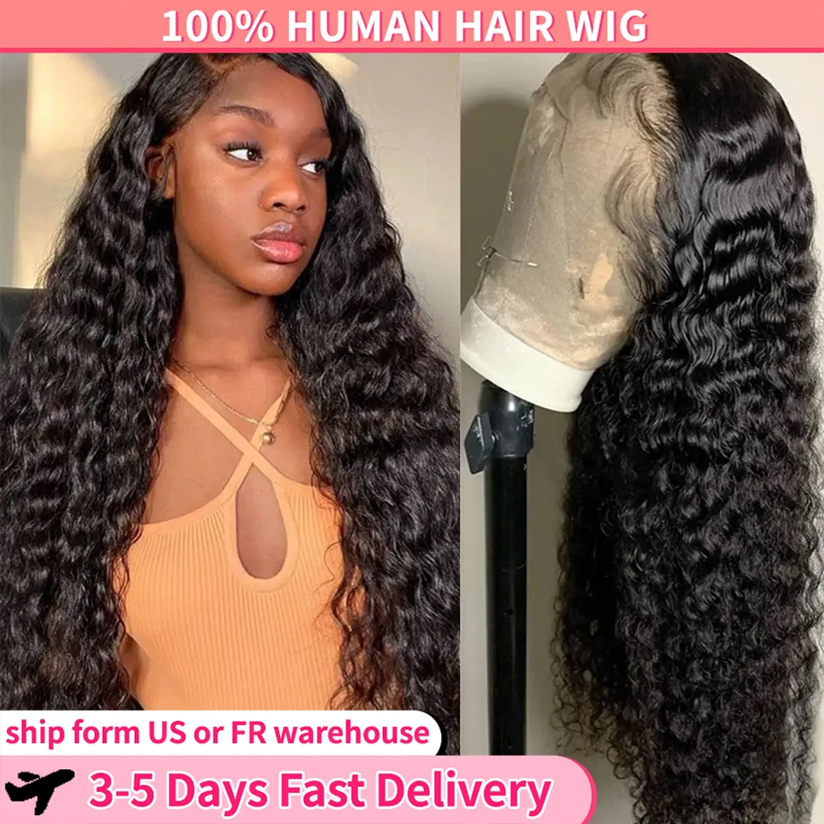 

Wigs Human Hair Lace Frontal Deep Wave 13x6 13x4 Pre Plucked HD Lace Front Wig Pre Plucked Remy 200% 4x4 HD Lace Closure Wig