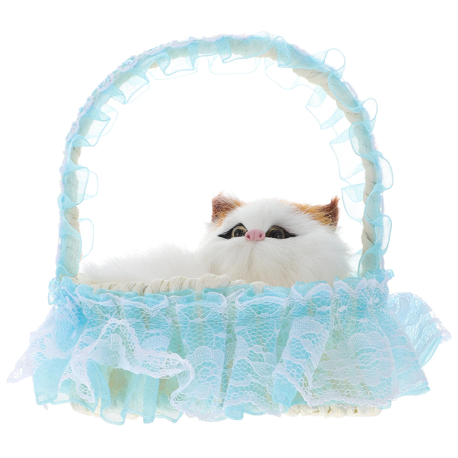 

Simulation Kitten s Small Basket Flower Girl Baskets for Wedding Handheld Pet Plastic Mini Child