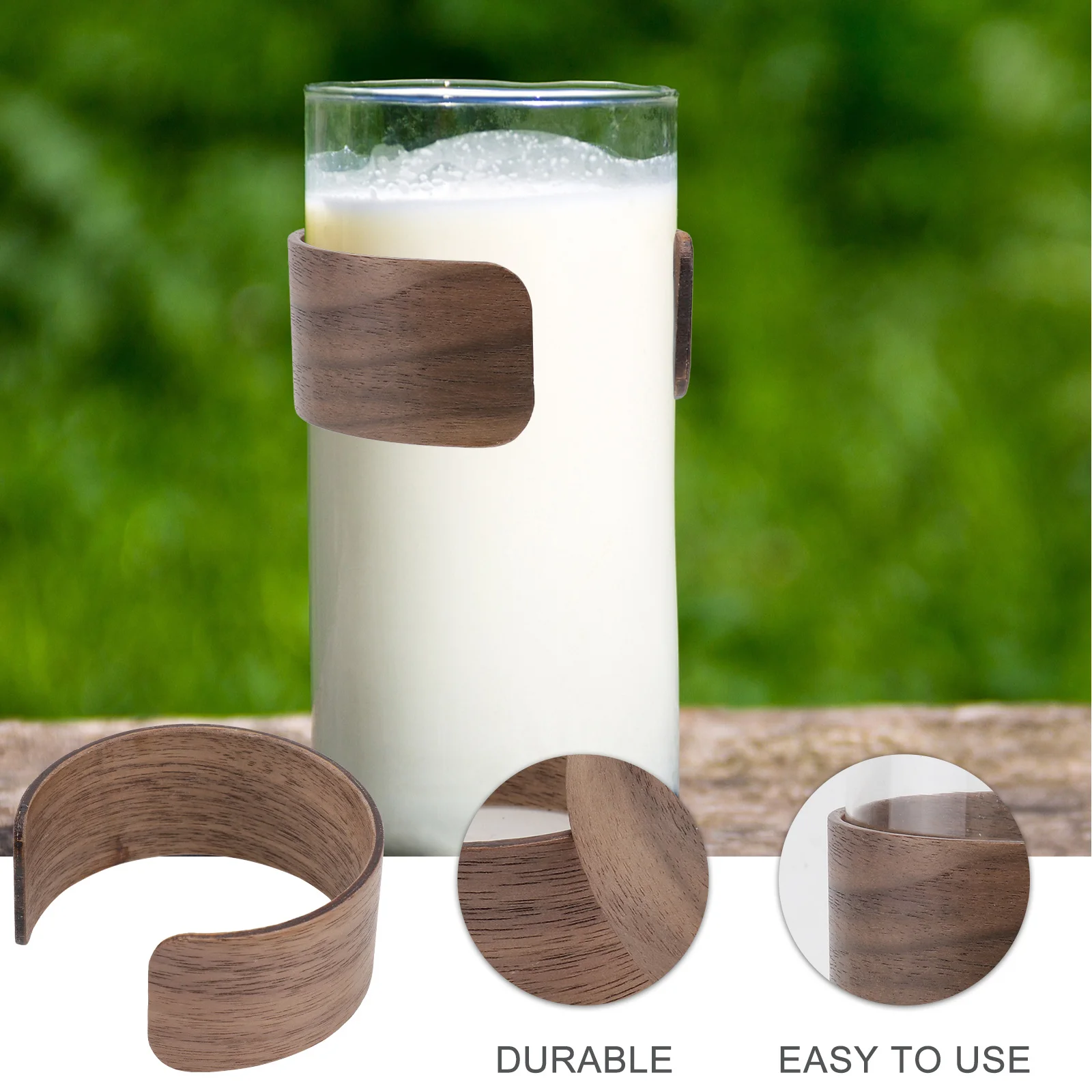 

2Pcs Natural Wood Insulated Sleeve for Drinkware Anti Scald Protective Cover Non Slip Grip for Home Bar Club Camping Hiking