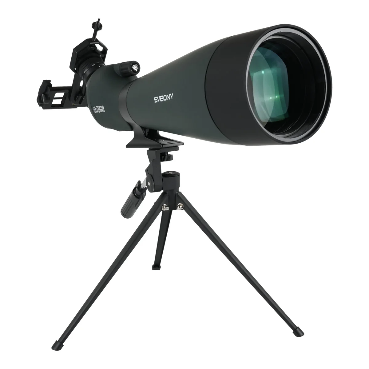 Svbony SV28A Spektiv 25-75x100 mit FMC Mehrschichtvergütung, Tischstativ & Smartphone-Adapter für Vogel- und Wildtierbeobachtung