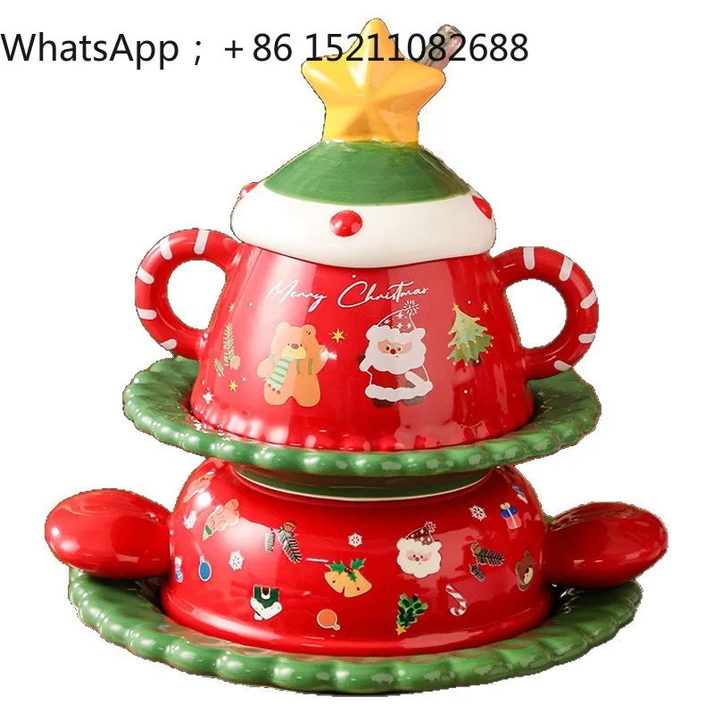SCY Cute Christmas Gifts Creative Christmas Tree Elements Practical Ceramic Water Cups Mugs Tableware