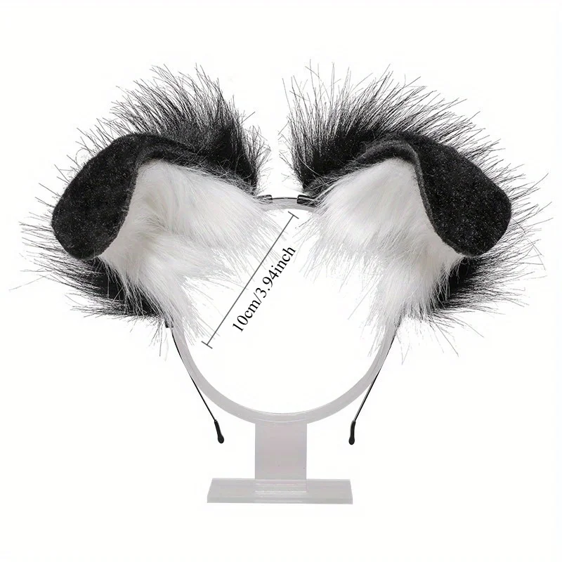 Costumes Accessories Handmade Plush Beast Ear Headdress Accessories Festival Cosplay Spotted Dog Folded Dog Ear Headband