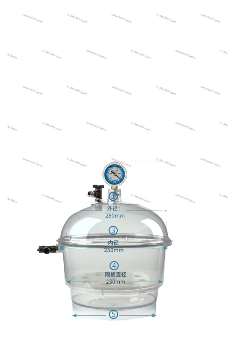 150/250/400mm Plastic Vacuum Dryer Double Valve Laboratory Transparent Vacuum Drying Vessel Drying Kettle