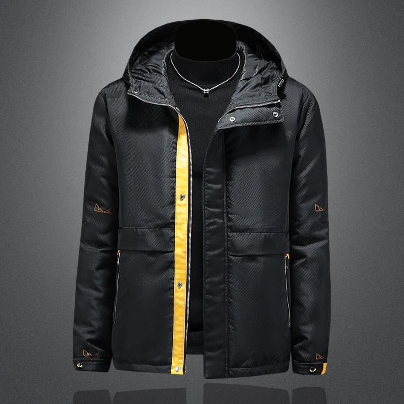 

Men's Winter Thiened ort down Jaet 2025 New Sle Faion Urban Casual White Du down Hooded Coat Luxury Windproof