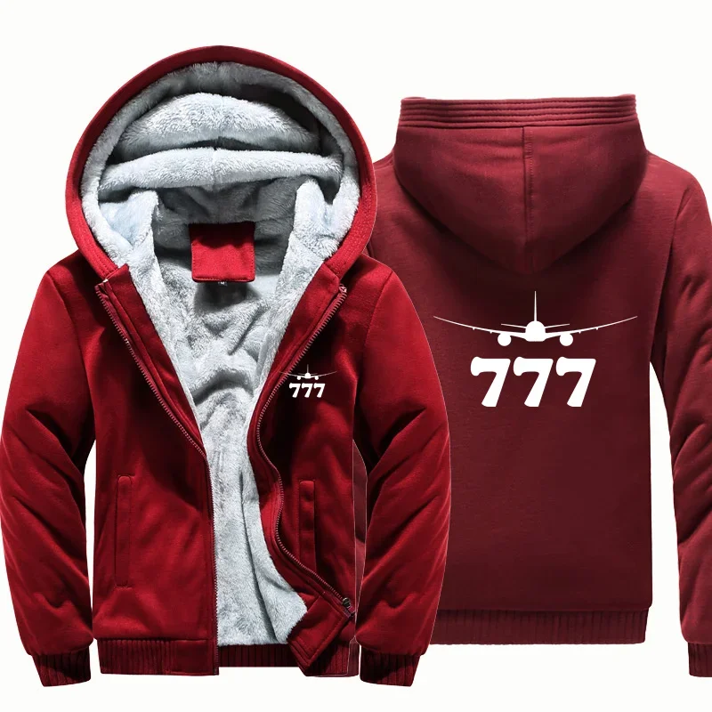 777 الصوف الدافئ الصوف الطيران الطيران الرجال معطف جاكيتات الخريف الشتاء سستة مقنعين سميكة هوديس بلوزات