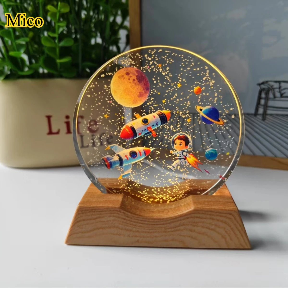 Cosmic Nebula 3D Crystal Ball Led Lamp | Glowing Universe Sphere Desk Ornament, Futuristic Galaxy Nightlight for Bedroom Decor