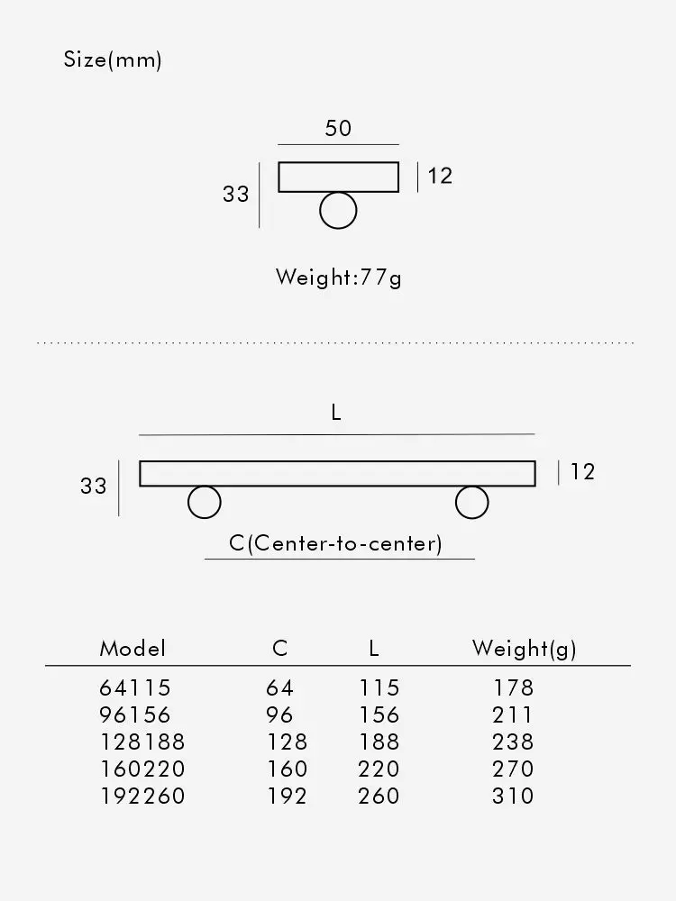 Nurlin Messing Ronde Bal Voet Kastknoppen 4 Maten Lange Deur Pull T-bars Antioxidant Bescherming Keukenmeubilair Handvat
