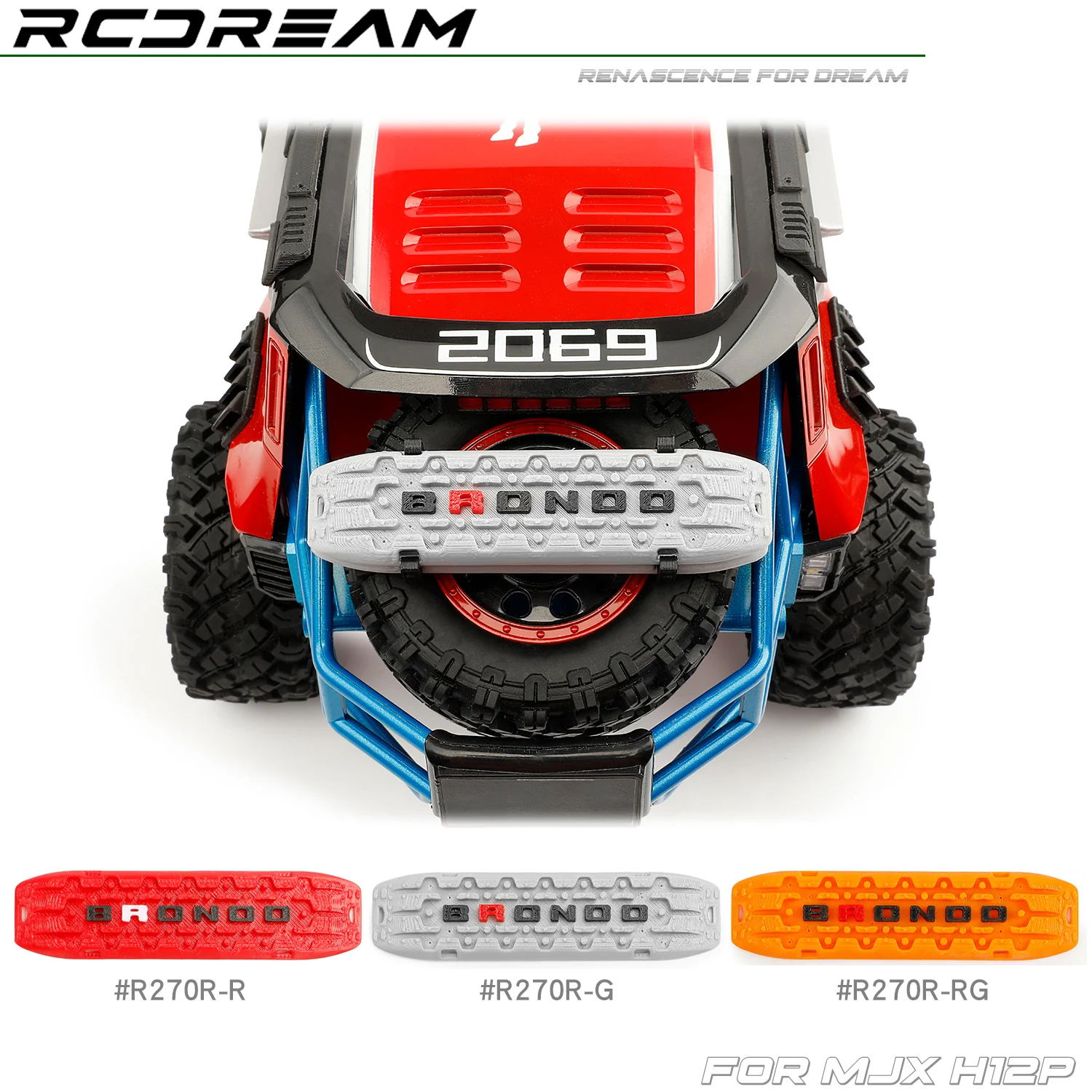 RCDream 1/12 Roof Tail Fin / Recovery Board Sand Board / Tail light Brake light for H12P Upgrade parts