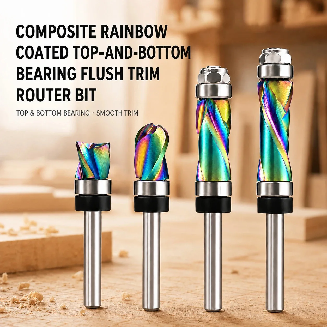 Colorful Coated Bearing Profile Router Bit 1/4