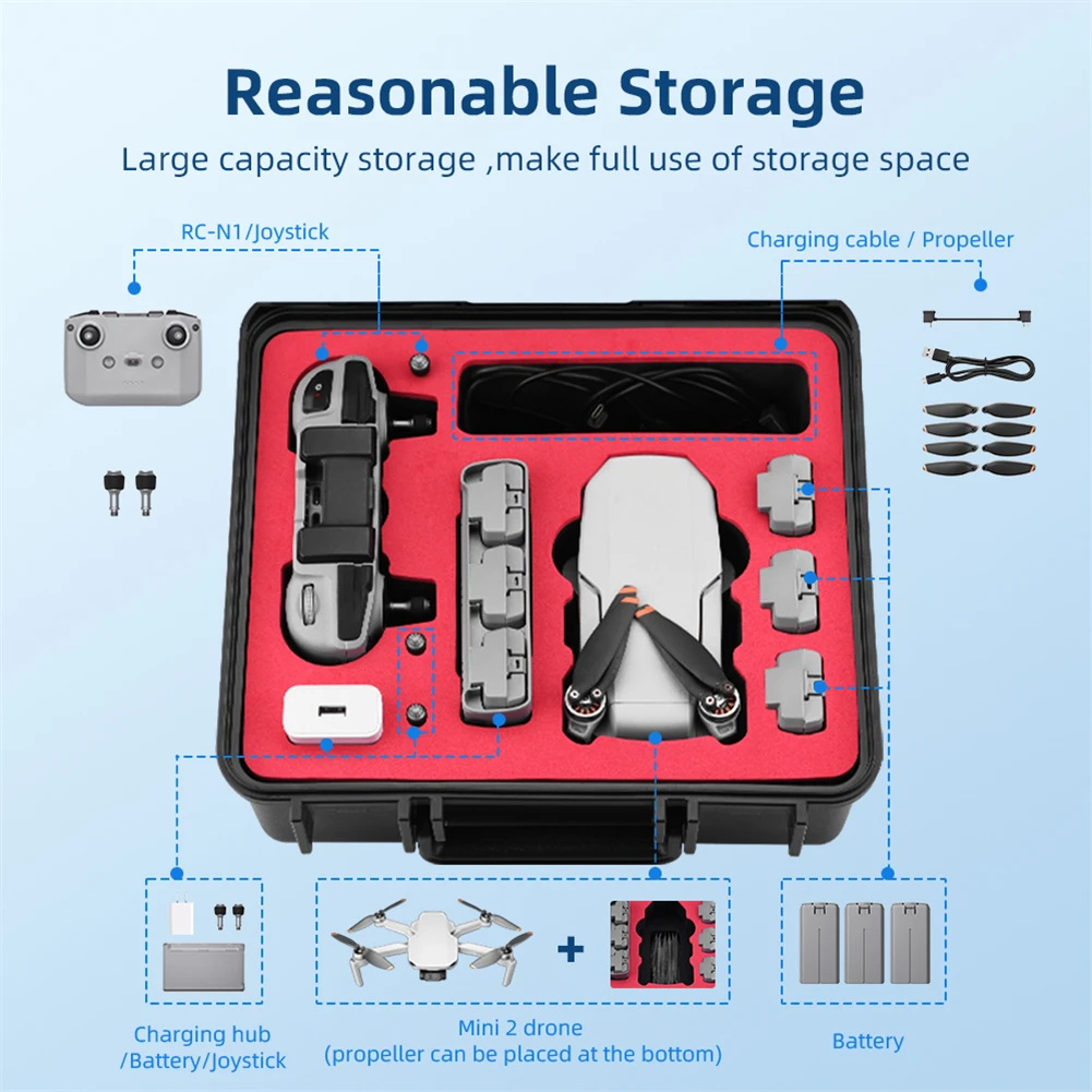 Portable Carrying Case Drone Soft Inserted Waterproof Storage Case Compatible For DJI Mini 2/4k/Mavic Mini 2 Drones