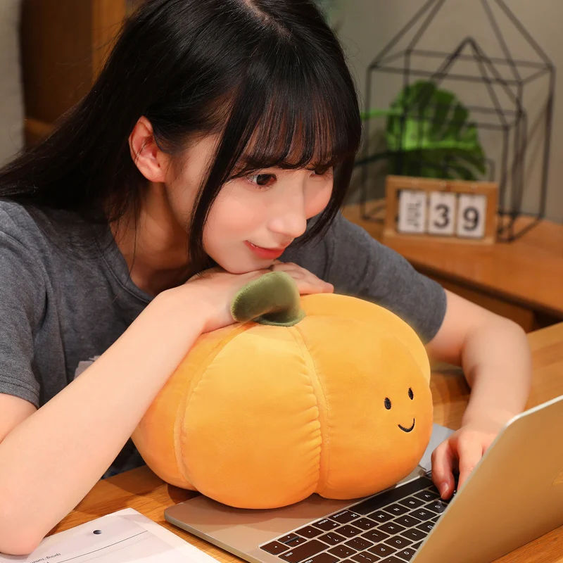 Cute Mini Pumpkin Plush Toy Soft Stuffed Fruit Vegetable Pillow For Desk Decor