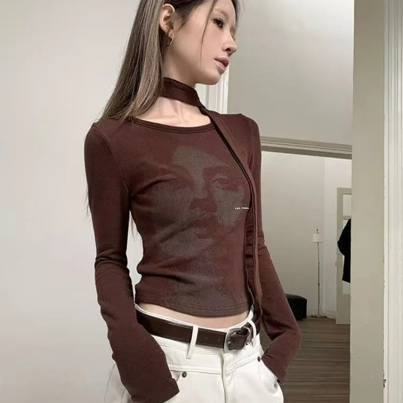 New Short Long-sleeved T-shirt Women in Spring and Autumn Featuring Slimming and Form-fitting Design It Can Be Paired Base Layer