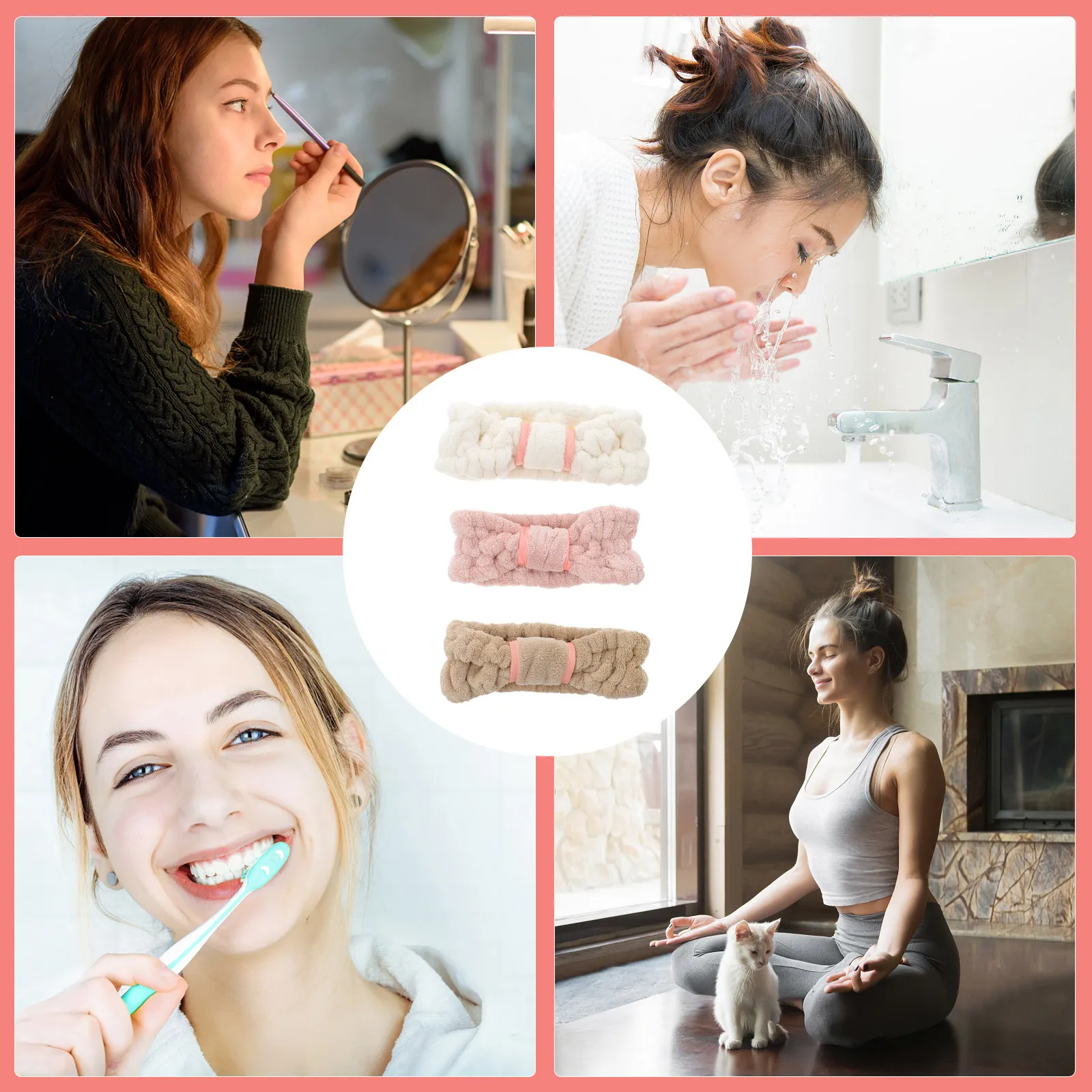 

3Pcs Coral Fleece Hair Band for Women Headband Bowknot Elastic Washable Dryer Friendly for Yoga Sports Shower Face Washing