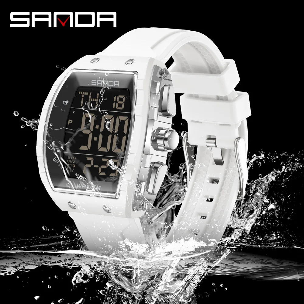 

Модные мужские электронные часы SANDA New 6258, спортивные многофункциональные водонепроницаемые светодиодные мужские электронные цифровые часы