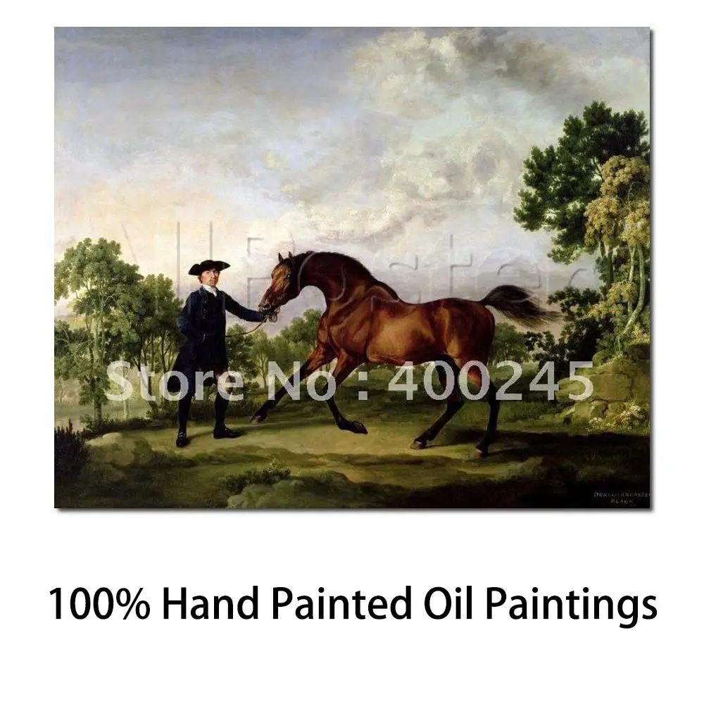 

High Quality George Stubbs Paintings The Duke of Ancaster'S Bay Stallion "Blank " Held by A Groom Hand Painted