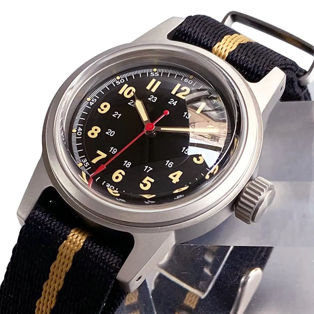 Miyota8215 PT5000 Tandorio 36MM Small Military Automatic Watch 200m Waterproof Domed Sapphire Glass Vintage Field Dial Nylon