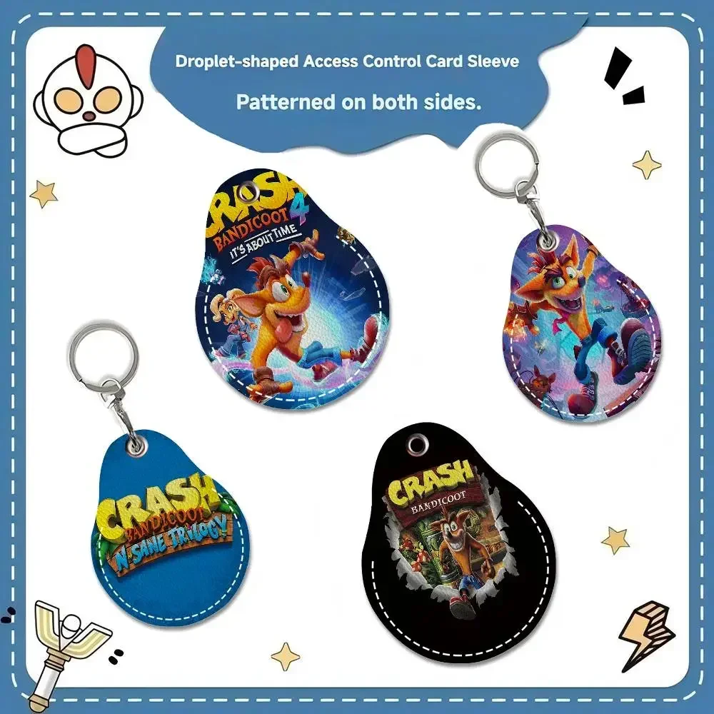 C-Crash-S-Bandicoot-Game Playful-Retro Waterdrop aped N Acc Control Card Holder for Public Transport Keychain Protective Cover