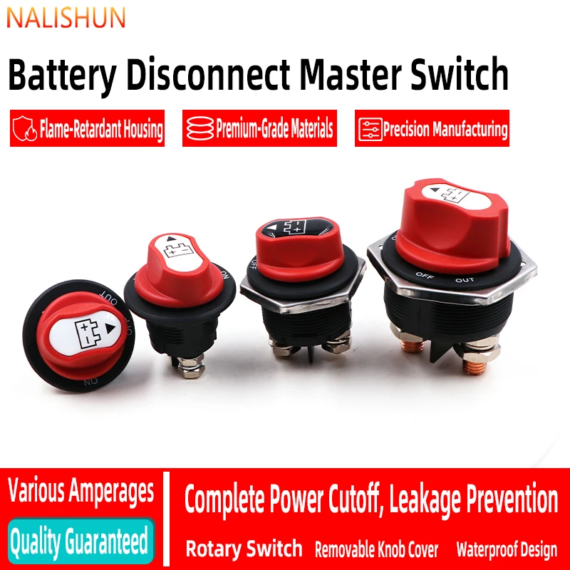 DC 12V 50A 100A 200A 300A Car Rally Battery Switch Disconnecter Power Isolator Cut Off Switch Kit For Truck Car Motorcycle Boat