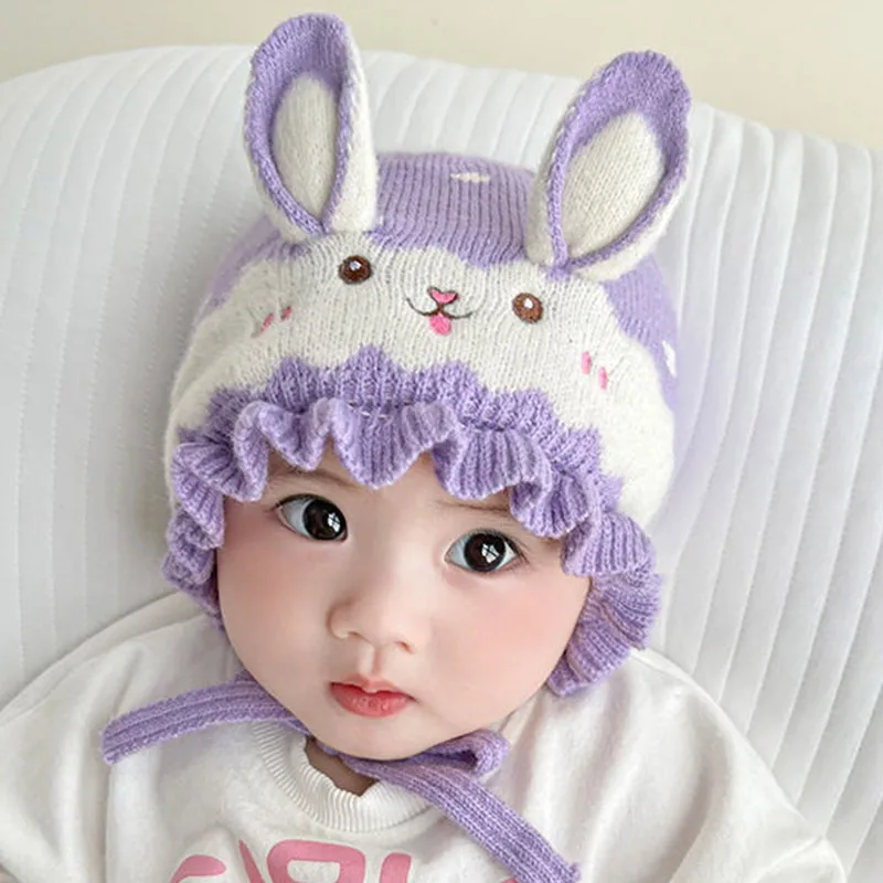 New Cute Rabbit Baby Hat With Ears Winter Warm Newborn Boys Girls Cap Beanies Soft Ear Protection Infant Toddler Hat Bonnet