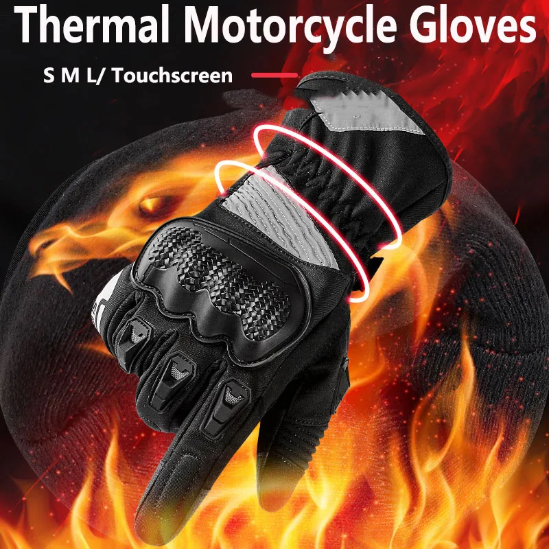 Long Winter Warm Motorcycle Gloves Black Guantes Moto Invierno Warm Touch Screen Waterproof Windproof Gloves Protective Riding