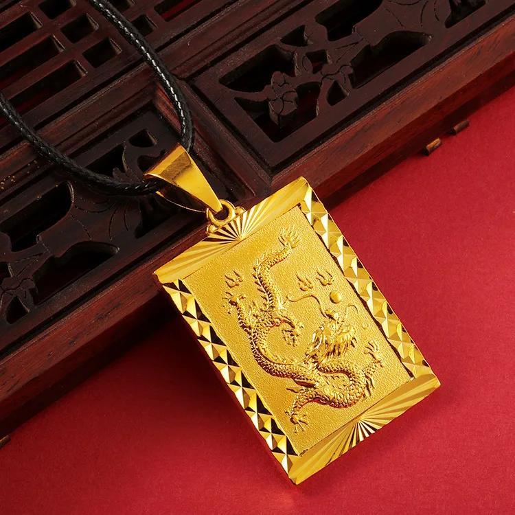 Couple Style Flying Dragon Brand Pendant For Men & Women 24K Gold AU999 | Wear in pairs, dragon and phoenix bring prosperity